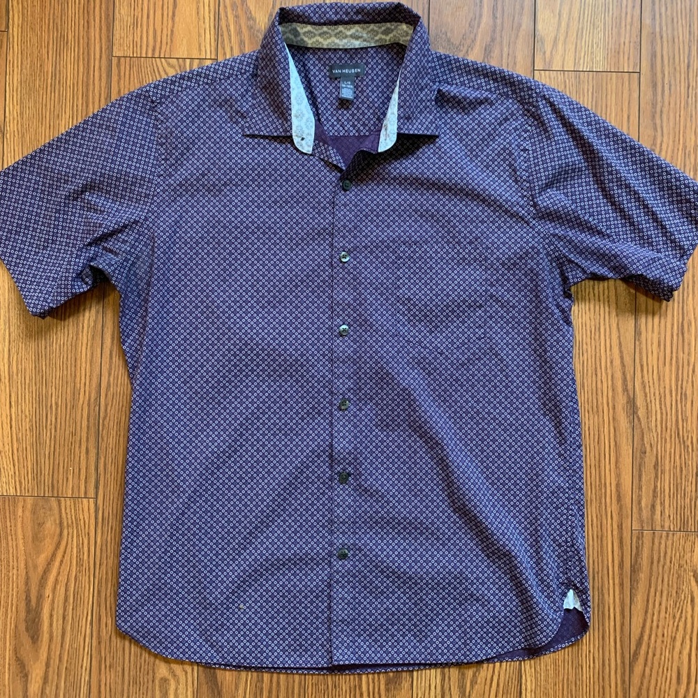 Van Heusen short sleeve button down shirt size Large 16-16 1/2
